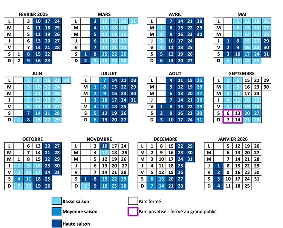 calendrier ouverture Futuroscope 2025